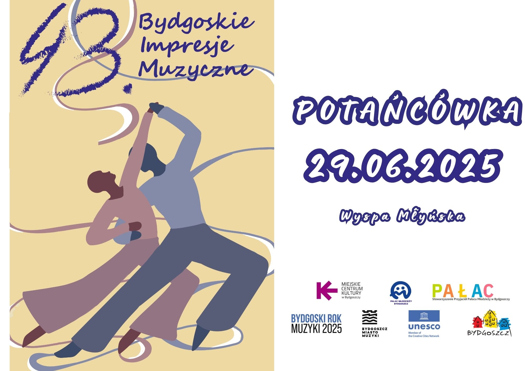 Plakat MIEJSKA POTAŃCÓWKA z muzyką na żywo w ramach 43. Bydgoskich Impresji Muzycznych
