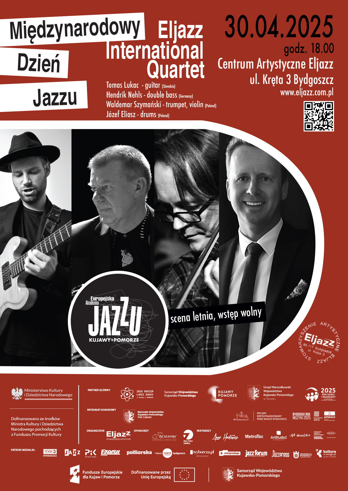 Plakat Międzynarodowy Dzień Jazzu - ELJAZZ INTERNATIONAL QUARTET w ramach Europejskiej Akademii Jazzu