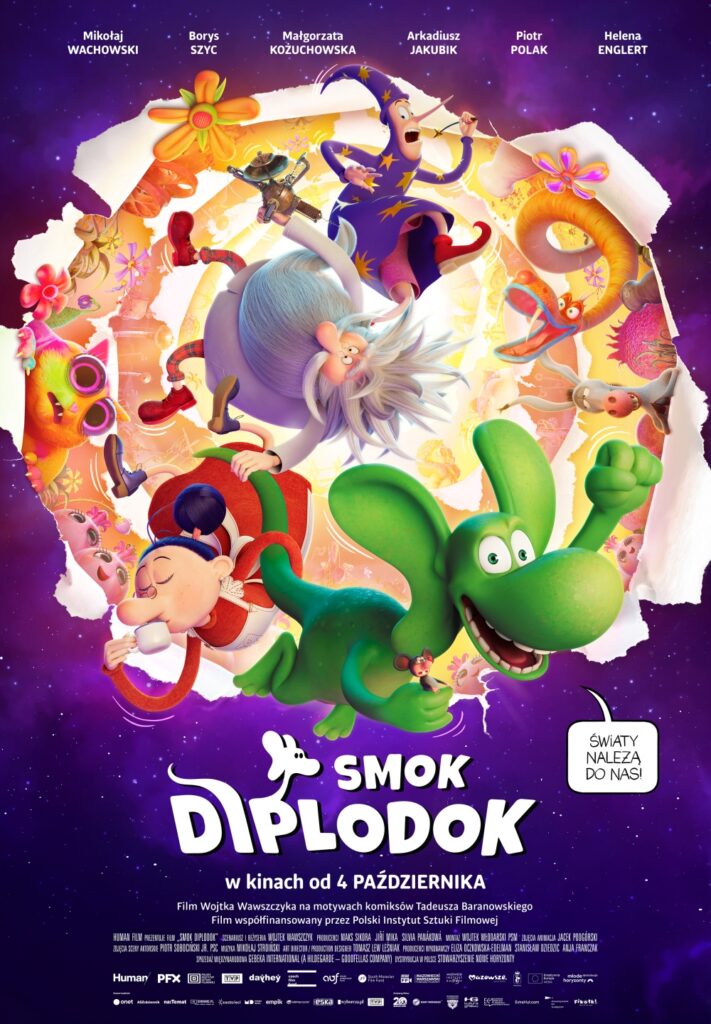 Plakat Koloroffon z klasą: Smok Diplodok (klasy 1-3)