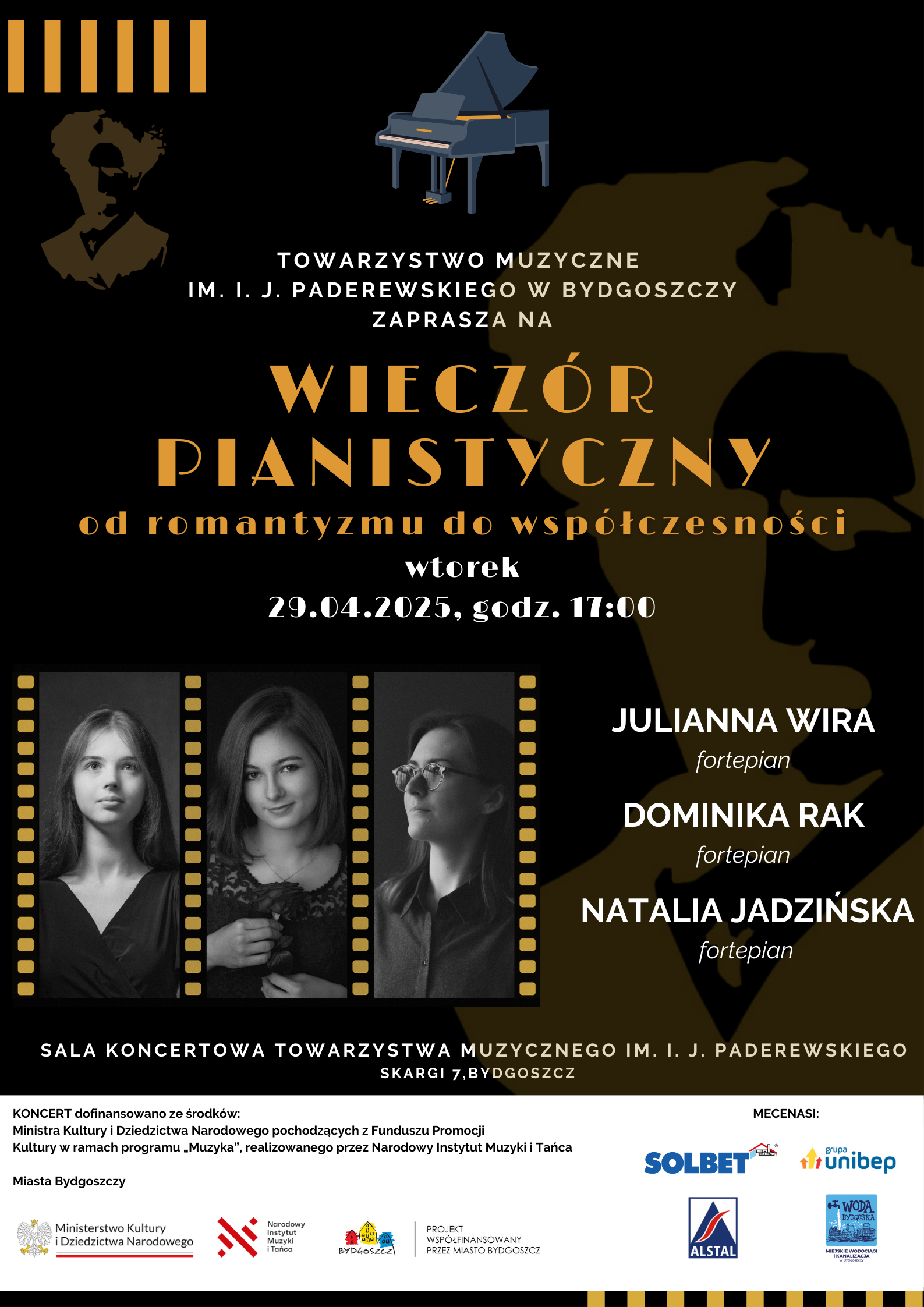 Plakat WIECZÓR PIANISTYCZNY | Wira | Rak | Jadzińska
