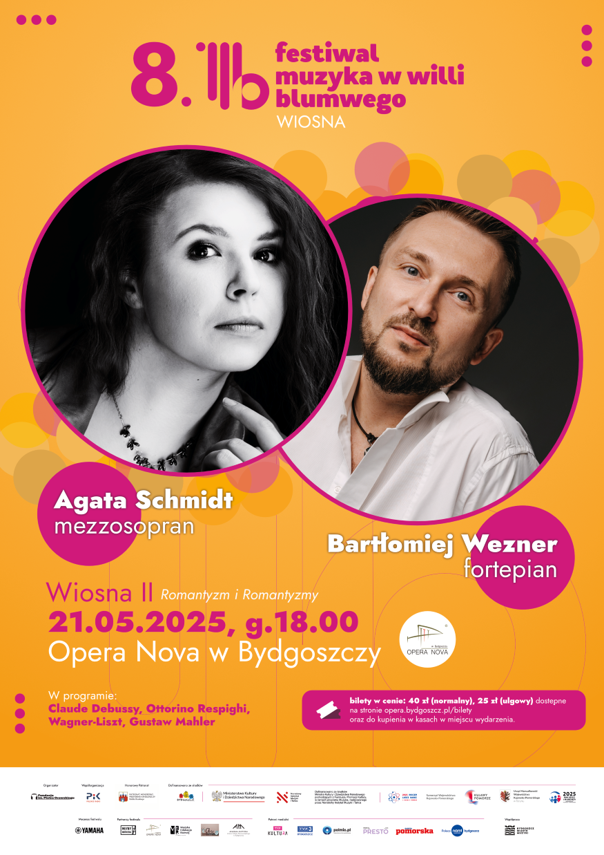 Plakat VIII Festiwal Muzyka w Willi Blumwego / WIOSNA II / Schmidt / Wezner / ROMANTYZM i ROMANTYZMY