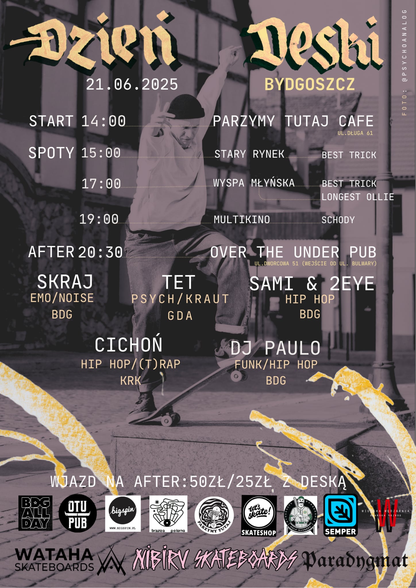 Plakat BDG Dzień Deski 2025 - Cichoń, TeT, Skraj, Sami & 2eye, Dj Paulo