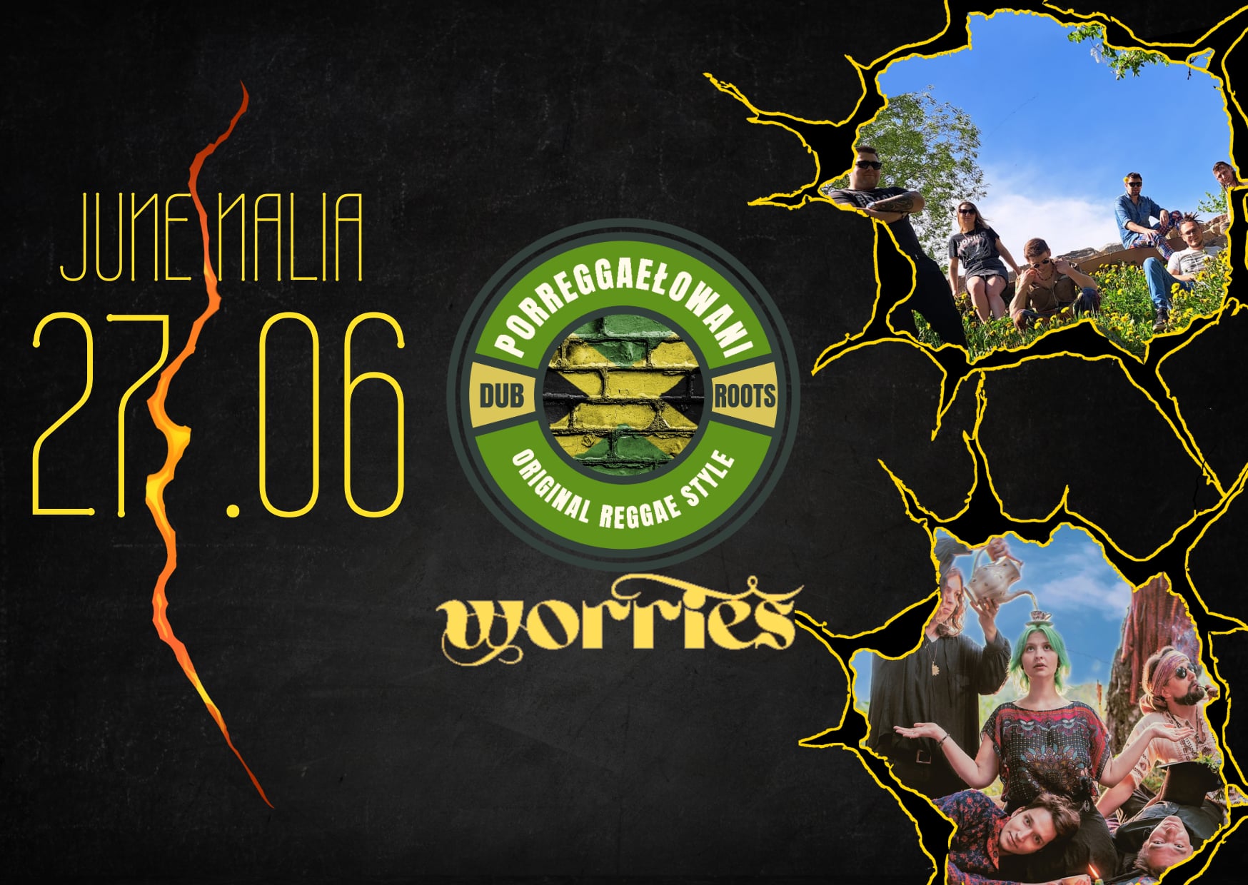 Plakat Junenalia 2025 - Koncert Worries + Porreggaełowani