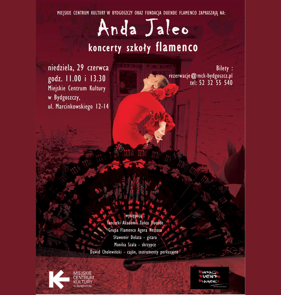 Plakat „Anda Jaleo” – koncerty szkoły flamenco