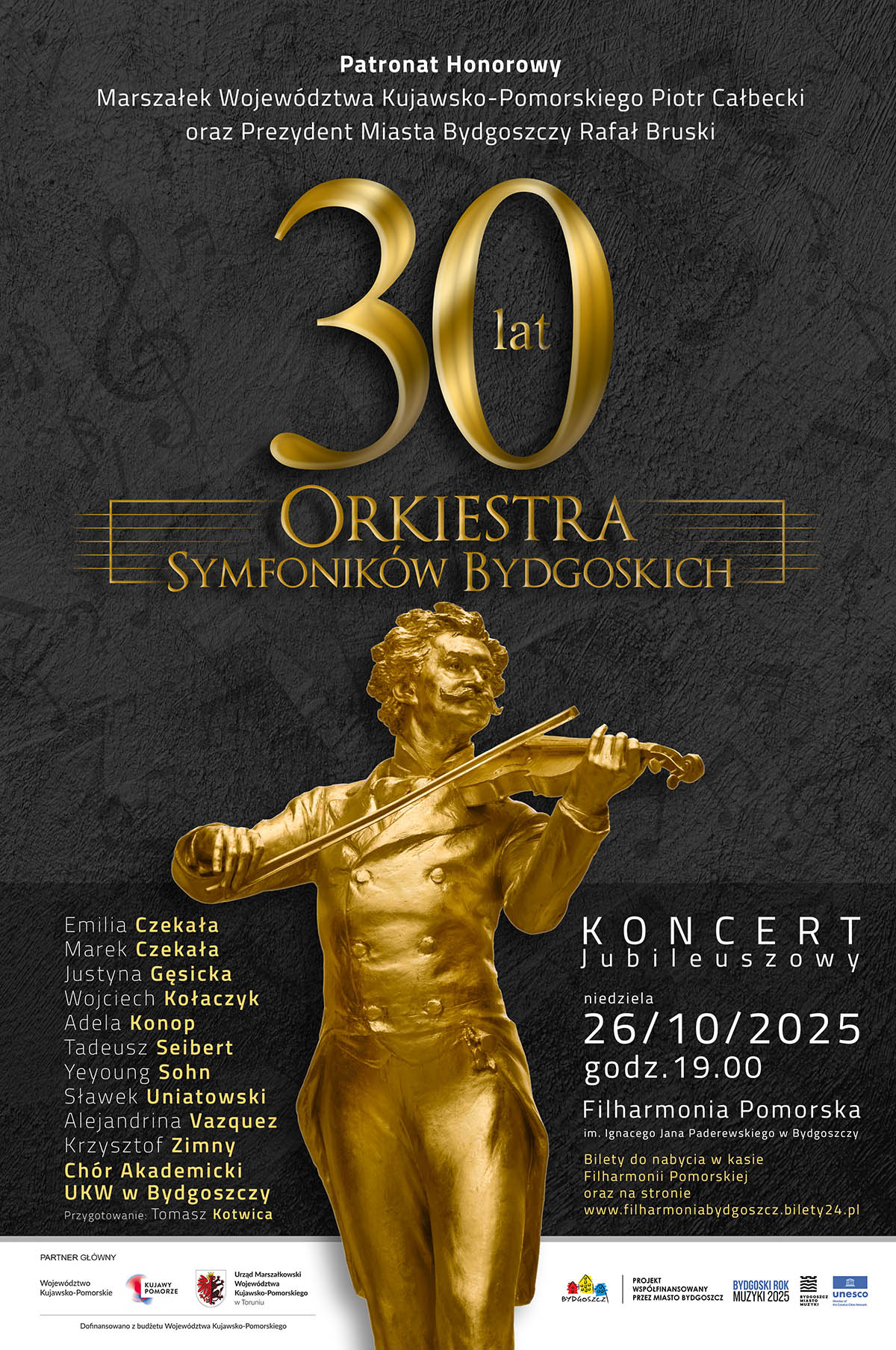 Plakat Koncert Jubileuszowy Orkiestry Symfoników Bydgoskich