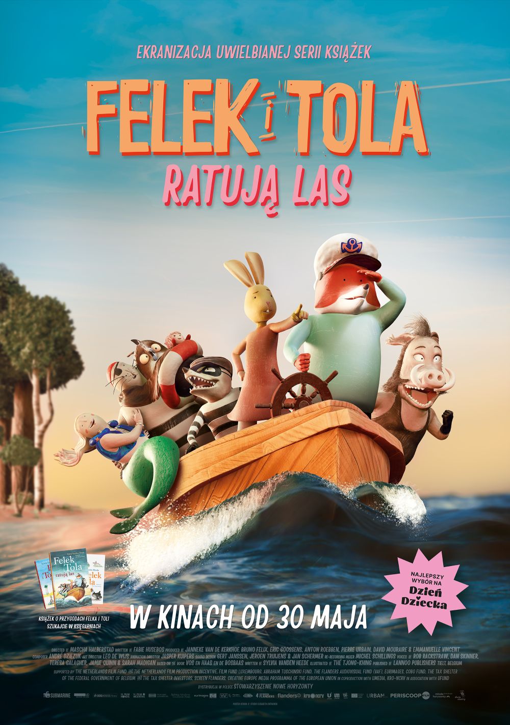 Plakat Wakacje w kinie Orzeł – Felek i Tola ratują las