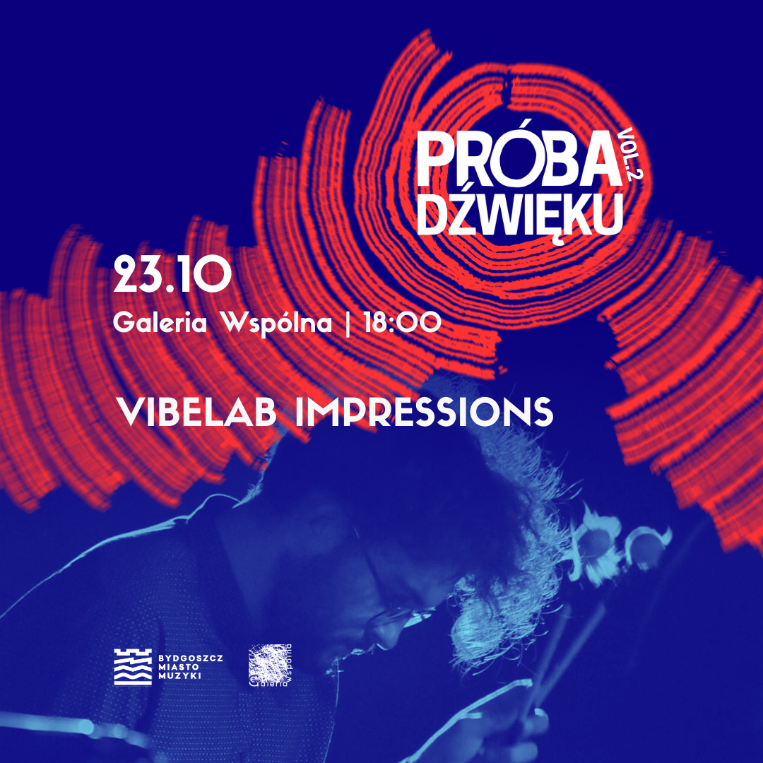 Plakat VibeLab Impressions i wystawa Układ Adama Gillerta | Próba Dźwięku 2025
