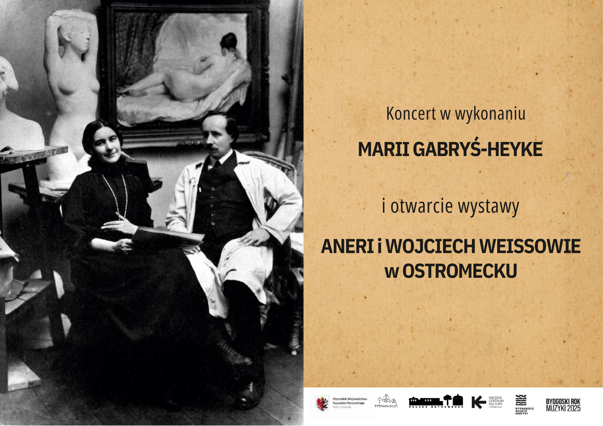 Plakat Koncert w wykonaniu MARII GABRYŚ-HEYKE i otwarcie wystawy ANERI i WOJCIECH WEISSOWIE w OSTROMECKU