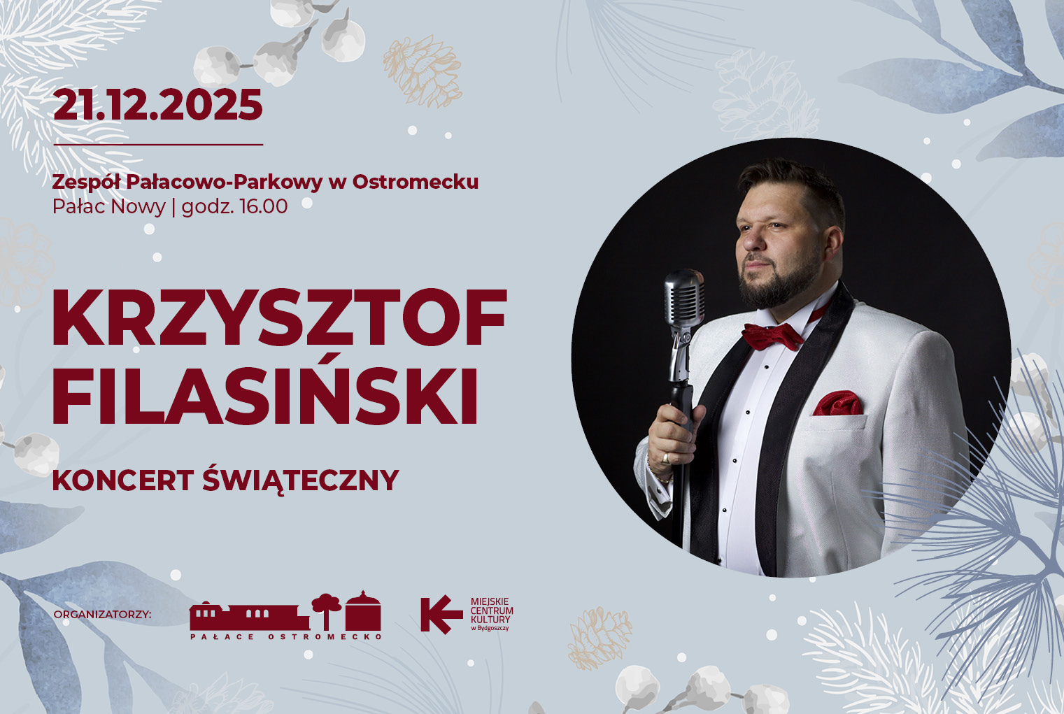 Plakat KONCERT ŚWIĄTECZNY – Krzysztof Filasiński (wokal)