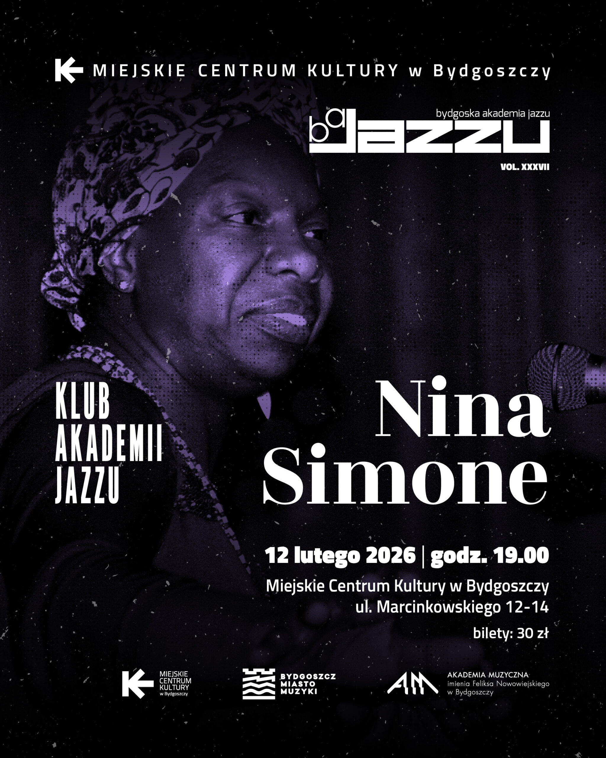 Plakat Klub Akademii Jazzu vol. XXXVII – Nina Simone