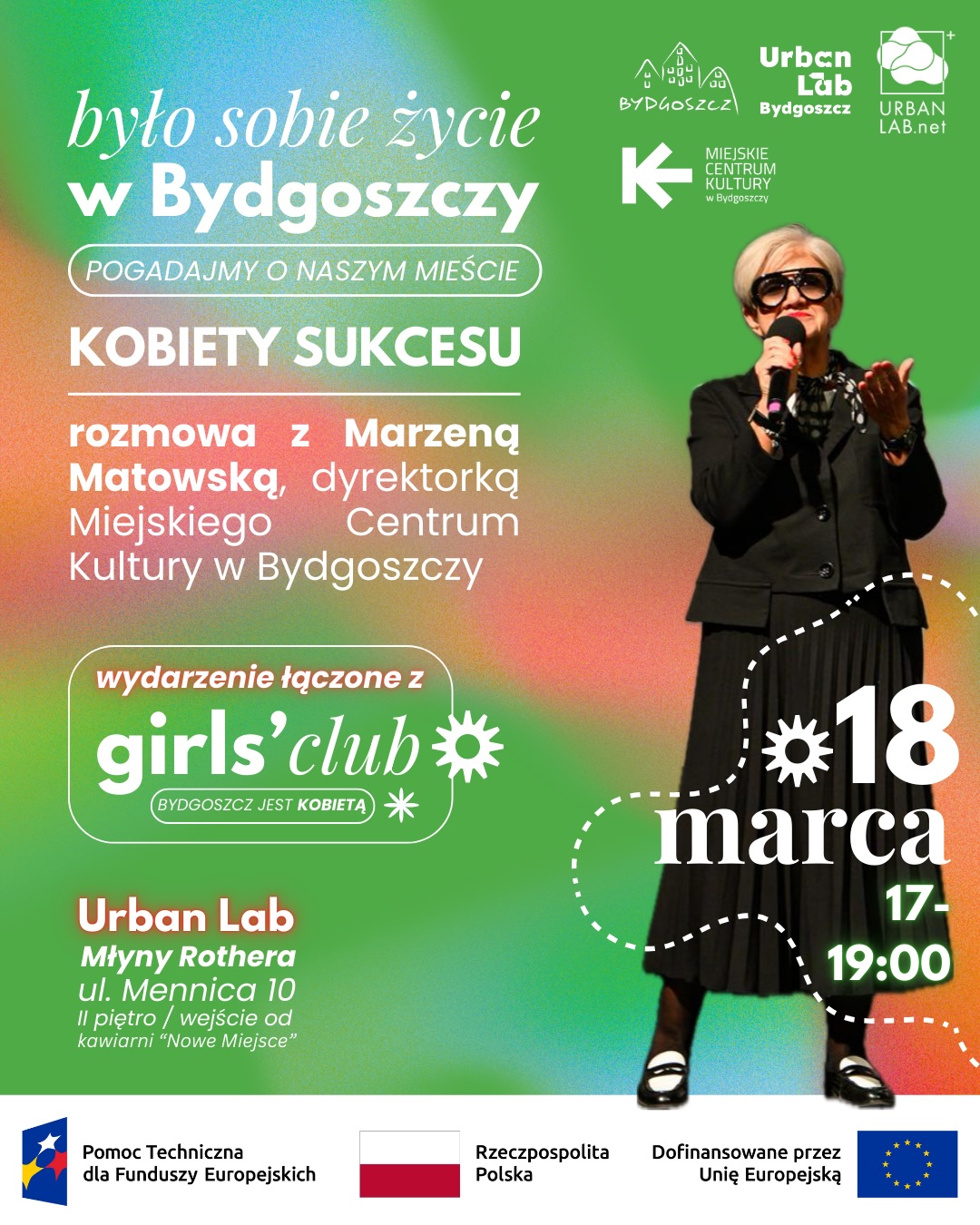 Plakat Kobiety Sukcesu/Spotkanie z Marzeną Matowską, dyrektorką MCK | Urban Lab Bydgoszcz