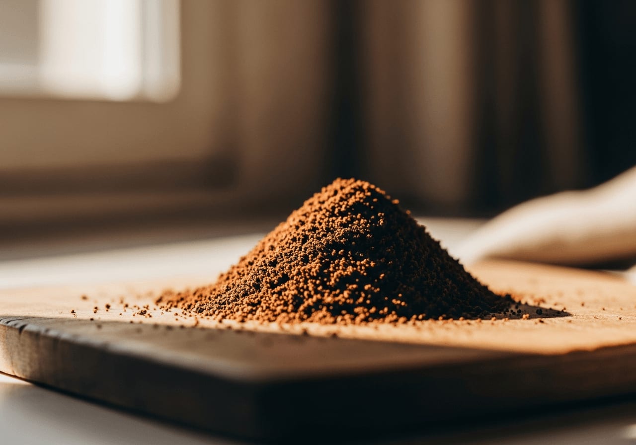 Ground coffee, coarse, for French press.