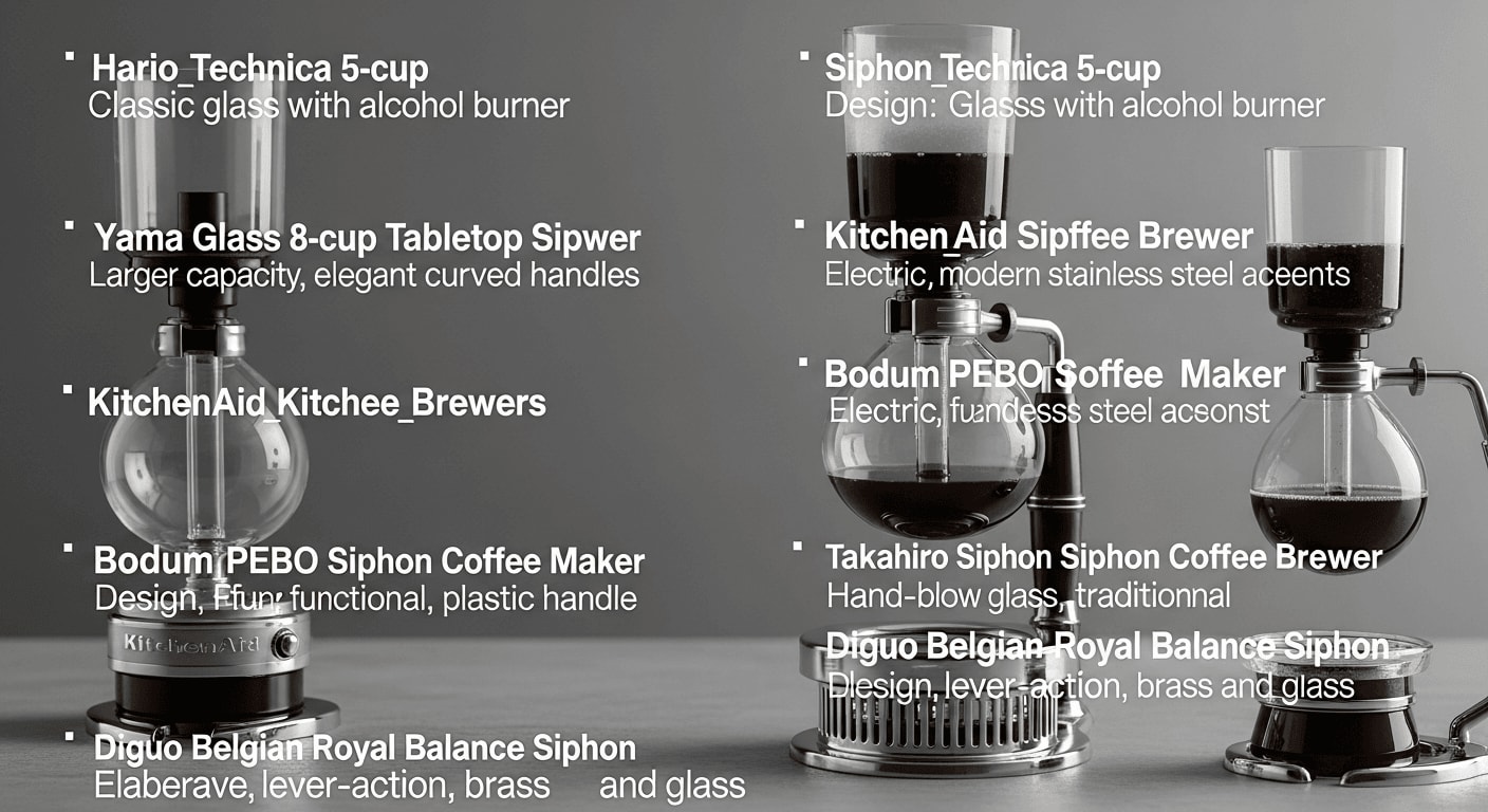 Verschiedene Siphon-Brüher