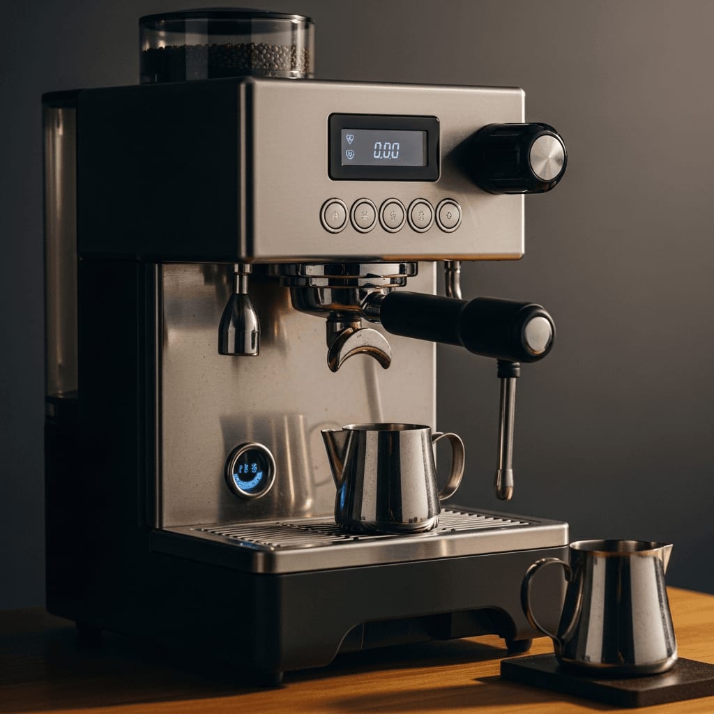 Smarte Kaffeemaschine misst die Durchflussrate von Espresso mit PrÃ¤zisionssensoren.