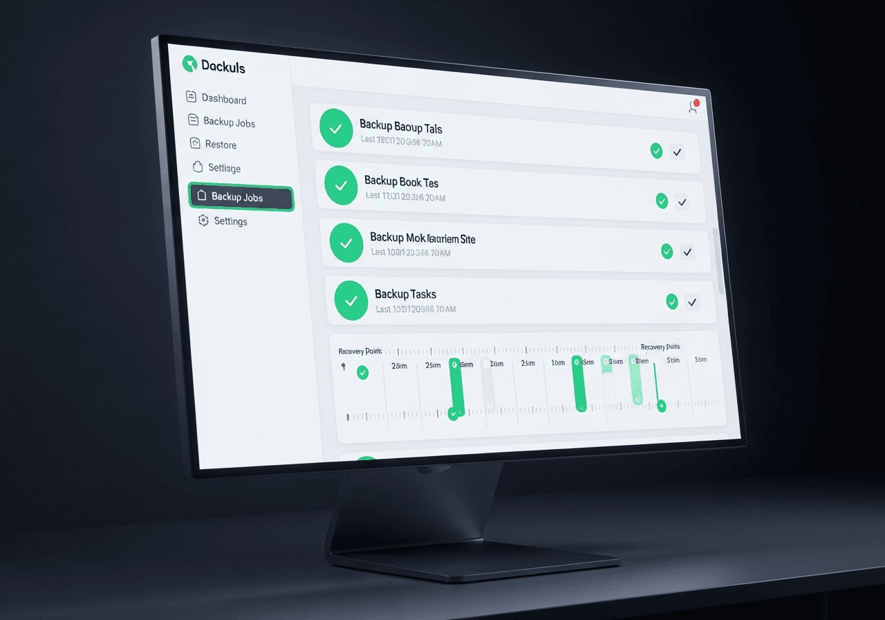 Dashboard von Synology Active Backup for Business mit erfolgreichen Sicherungsaufgaben und grünen Statusanzeigen