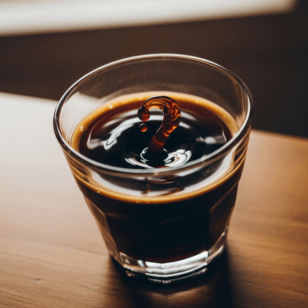 Mouthfeel und Körper beim Kaffee: Ein dunkler Kaffee wird im Verkostungsglas geschwenkt, um die Textur zu beurteilen.
