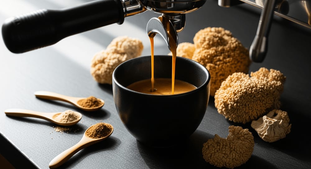 Kaffee als Nootropikum: Espressozubereitung mit Adaptogenen und Löwenmähne-Pilzen zur Leistungssteigerung
