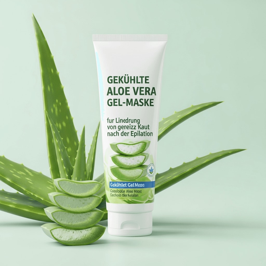 Auftragen von beruhigendem Aloe Vera Gel auf die frisch epilierte Haut gegen Rötungen