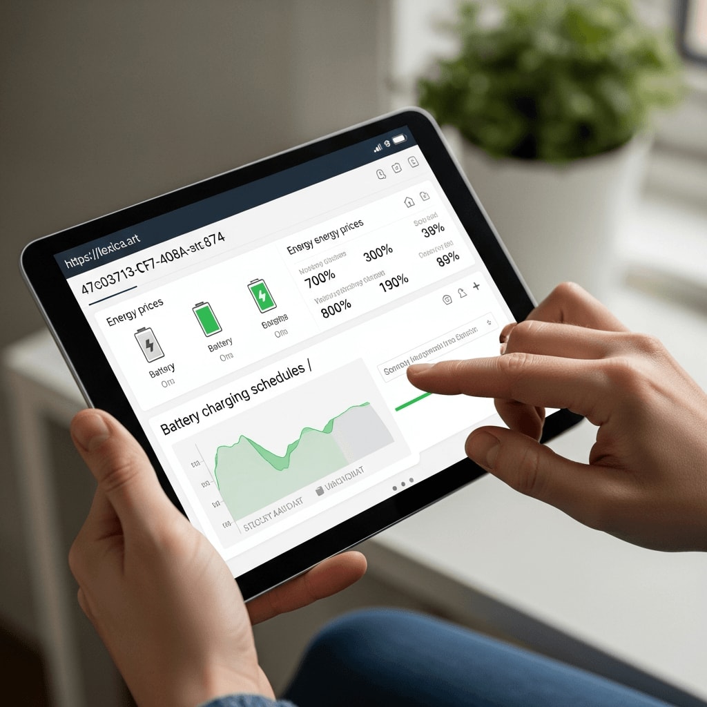 Smart-Home-Dashboard auf Tablet zeigt Ladezeiten und dynamische Strompreise für den Batteriespeicher.