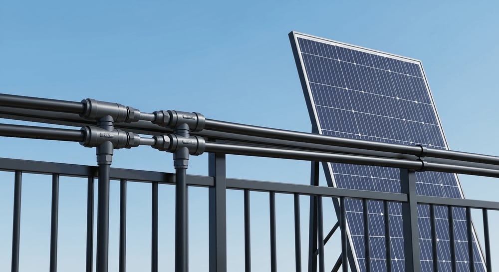 Sicher verbundene Solar-Kabel am Balkonkraftwerk mit robusten Steckern und idealem Querschnitt