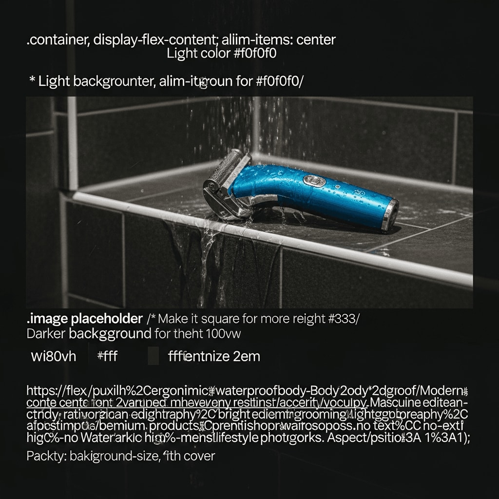 Body Groomer vs. Trimmer: Wasserdichter Body Groomer für die Körperpflege unter der Dusche auf nassen grauen Fliesen.