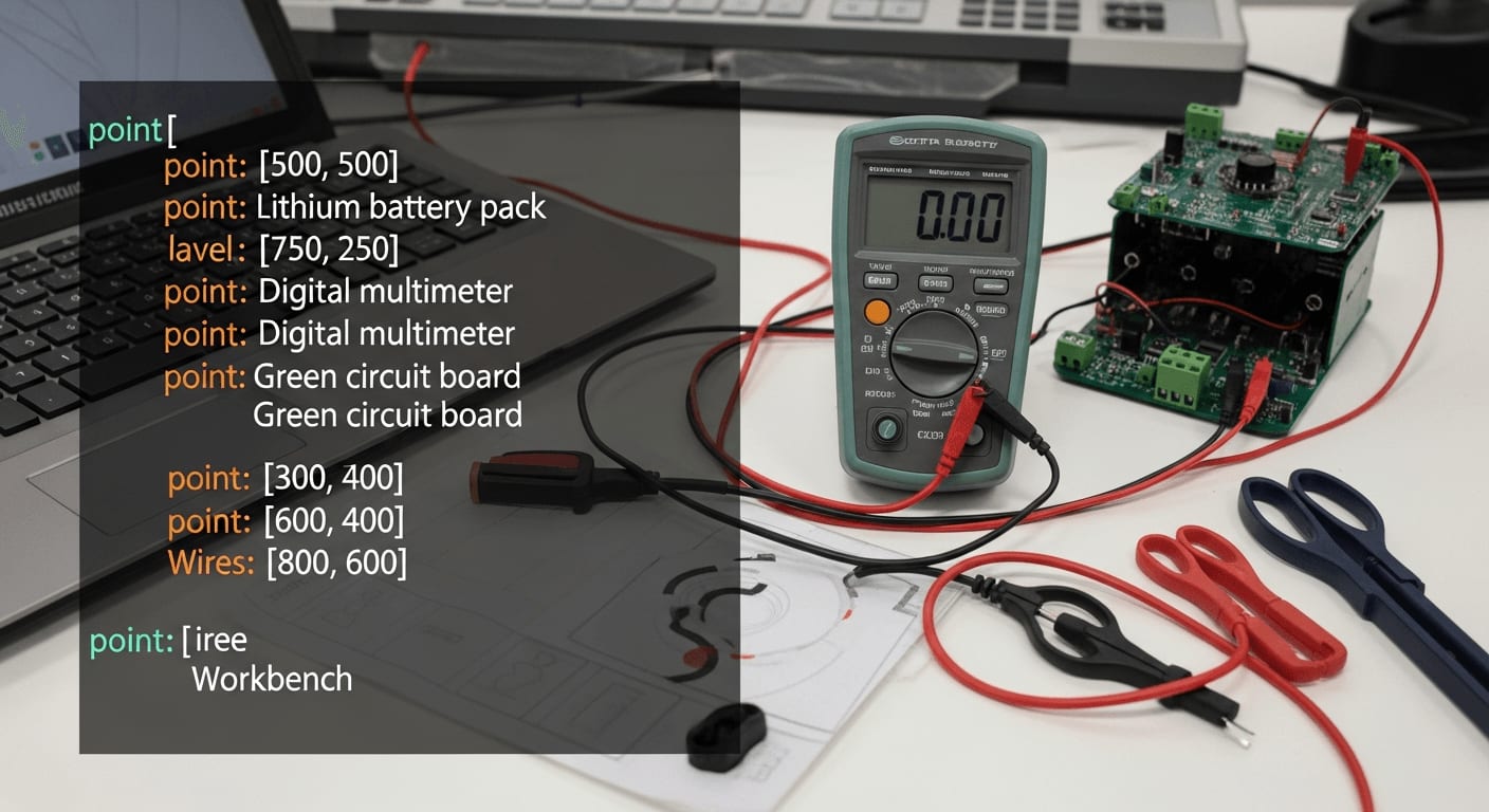 Spannungsmessung mit einem Multimeter an einem selbstgebauten DIY Batteriespeicher aus alten Powerstation-Zellen