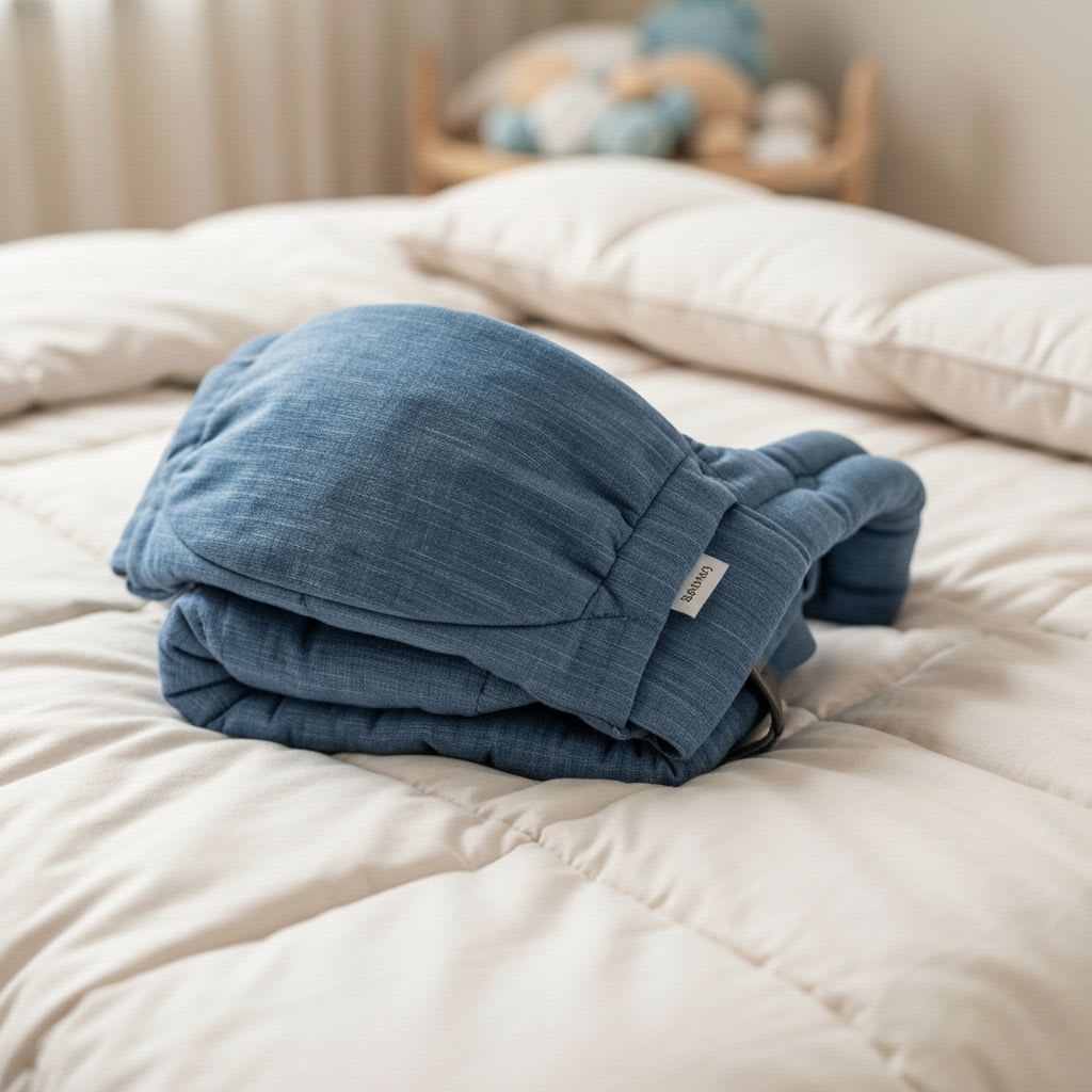 Eine ergonomische Stoff-Tragehilfe, die aufrechte Haltung und Muskulatur stärkt und wichtige Meilensteine der Babyentwicklung unterstützt.