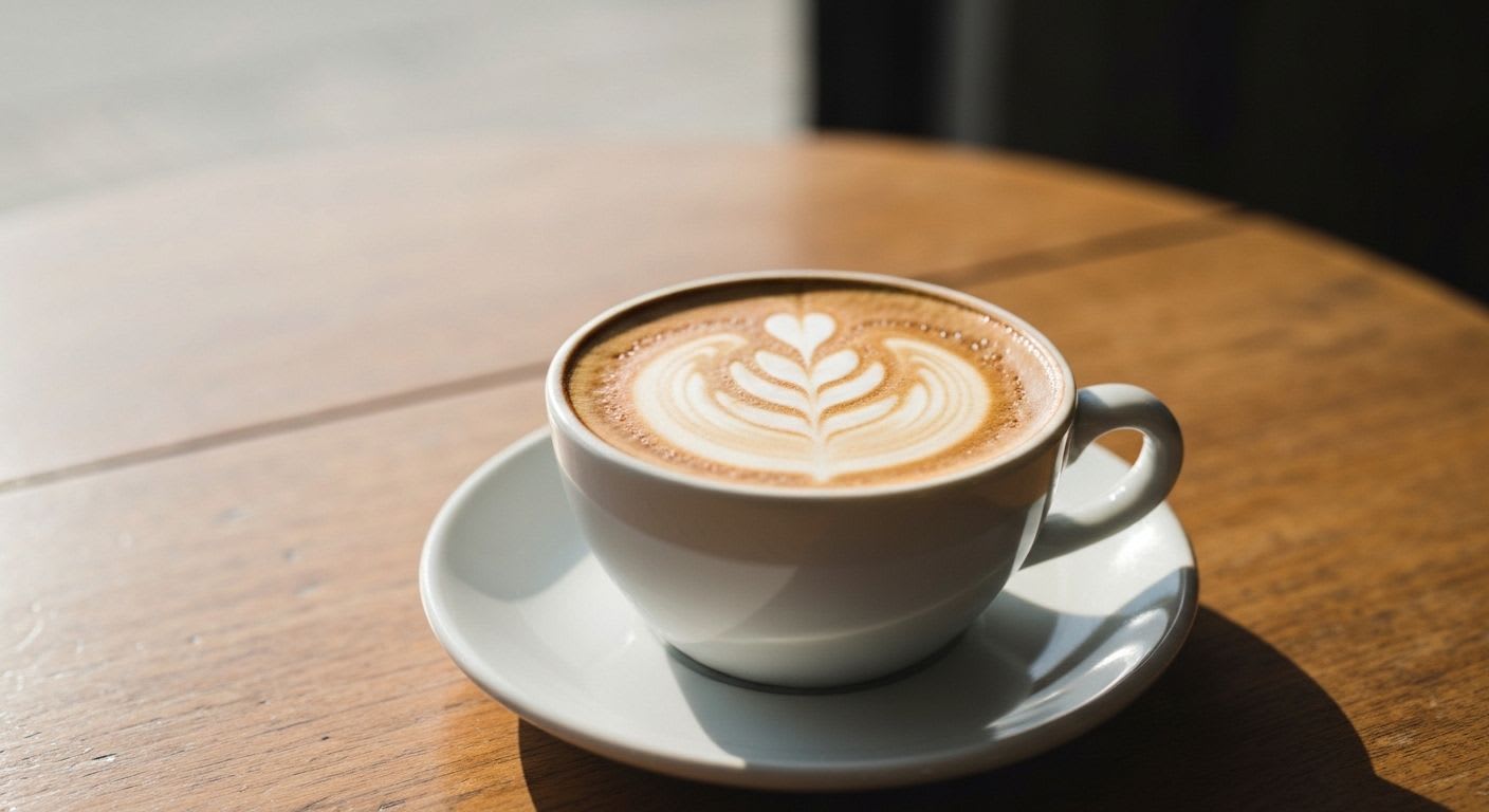 Ein cremiger Cappuccino mit filigraner Latte Art, der die vielfältige Anwendung der Espresso Definition als Basis zeigt.