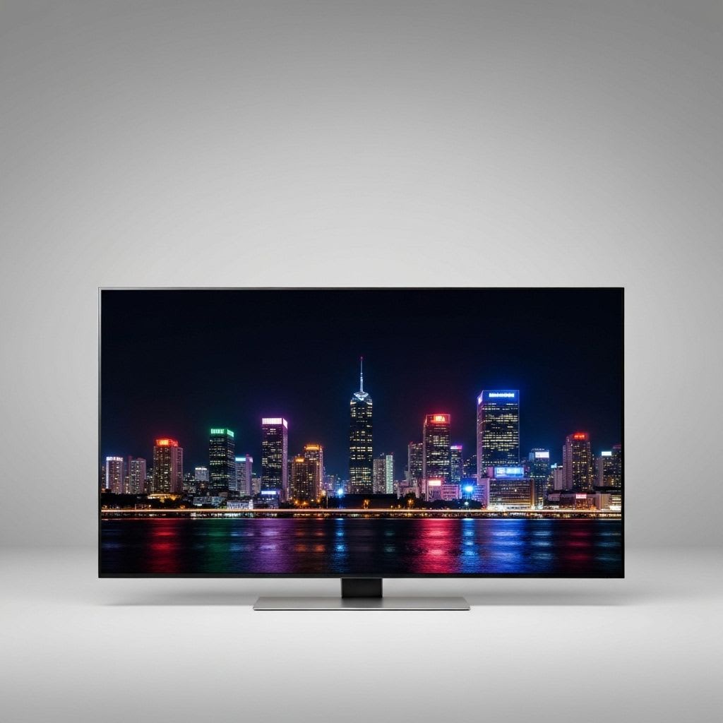 Ein modernes OLED-TV-Gerät zeigt eine Szene mit extremem Kontrast und tiefen Schwarzwerten, ein Kernvorteil der OLED Display Technologie.