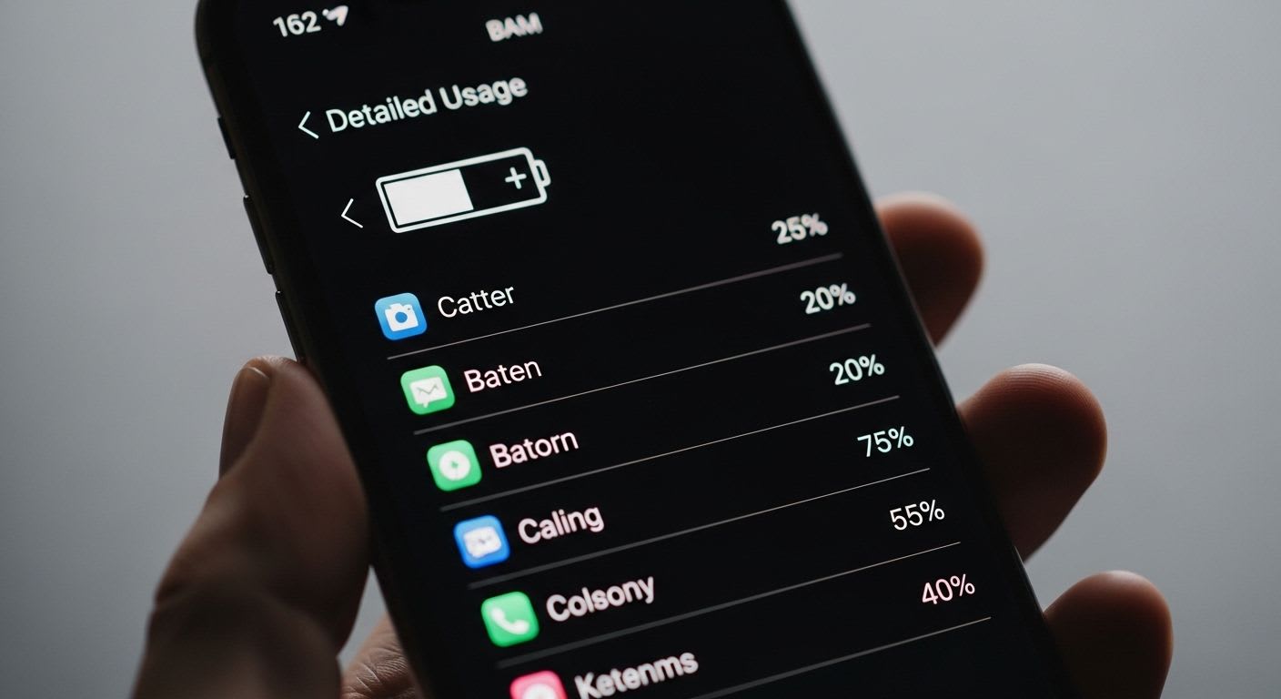 Nahaufnahme der iPhone Akkunutzungs-Statistik, die stromfressende Apps als eine der Ursachen für einen schnell leeren Akku anzeigt.
