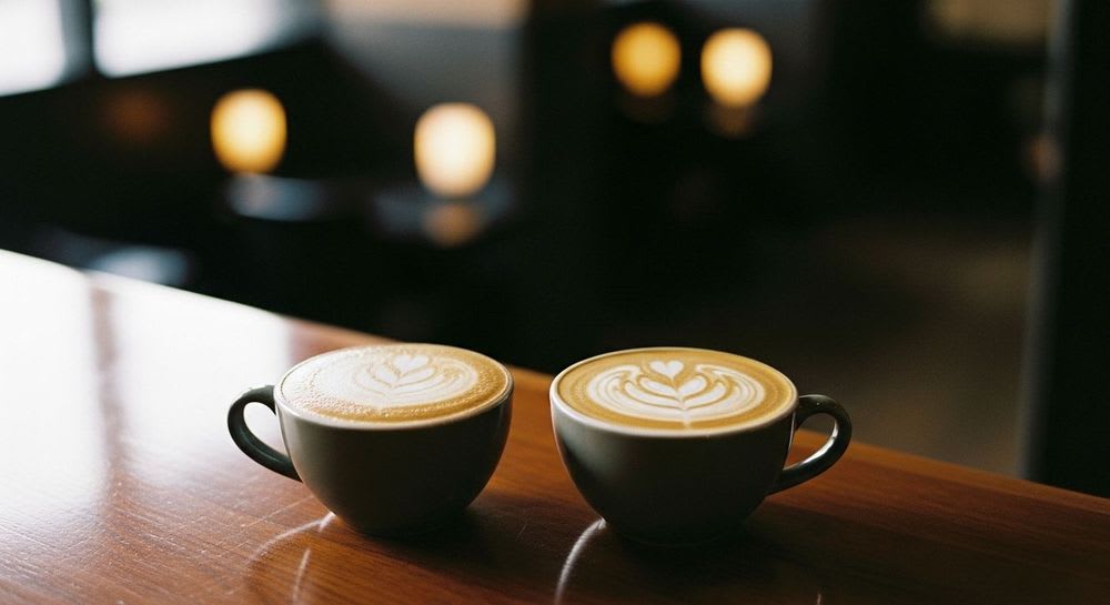 Cappuccino vs. Flat White im ultimativen Vergleich: Zwei Kaffeespezialitäten mit unterschiedlicher Milchtextur auf einem Holztisch.