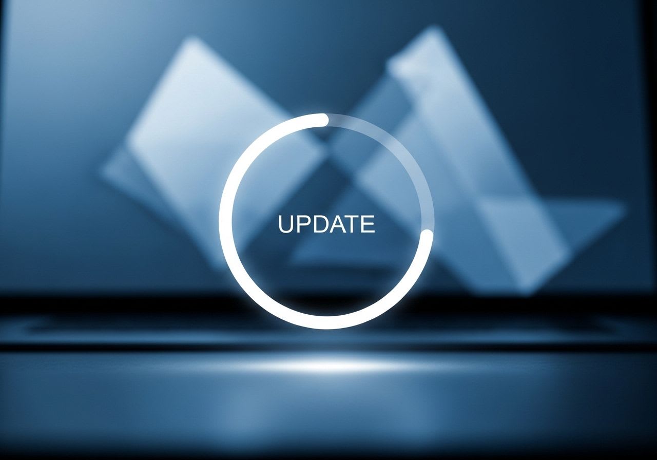 Symbolische Darstellung eines Ladebalkens, um das Windows 11 Update zu erzwingen, vor einem modernen Desktop-Hintergrund.