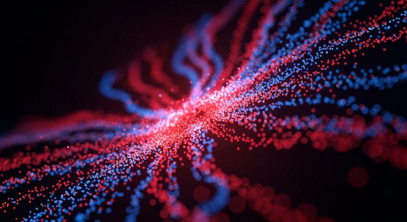 Nahaufnahme der Quantum Dots eines QLED-Fernsehers, die in brillanten Farben leuchten und die Technologie dahinter zeigen.