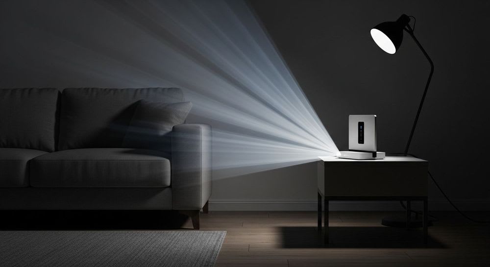 Moderner Router in einem Wohnzimmer, der die Basis für die monatlichen Telekom WLAN Kosten und ein stabiles Heimnetzwerk darstellt.