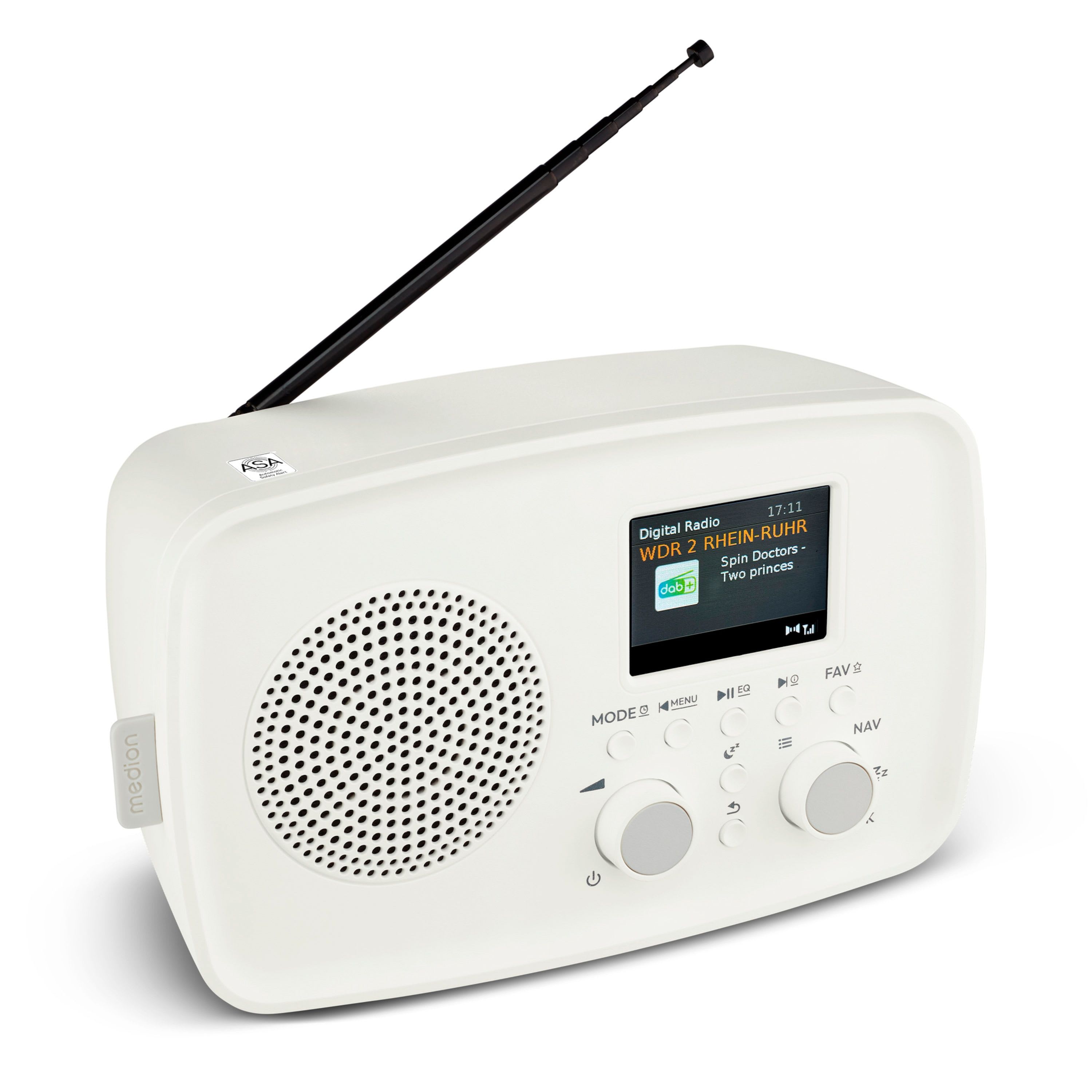 MEDION LIFE DAB+ Radio DRE-1 weiß (MD89288), Bluetooth® 5.3 wireless technology, ASA-Notfallwarnsystem, 2,4" (6,1 cm)…