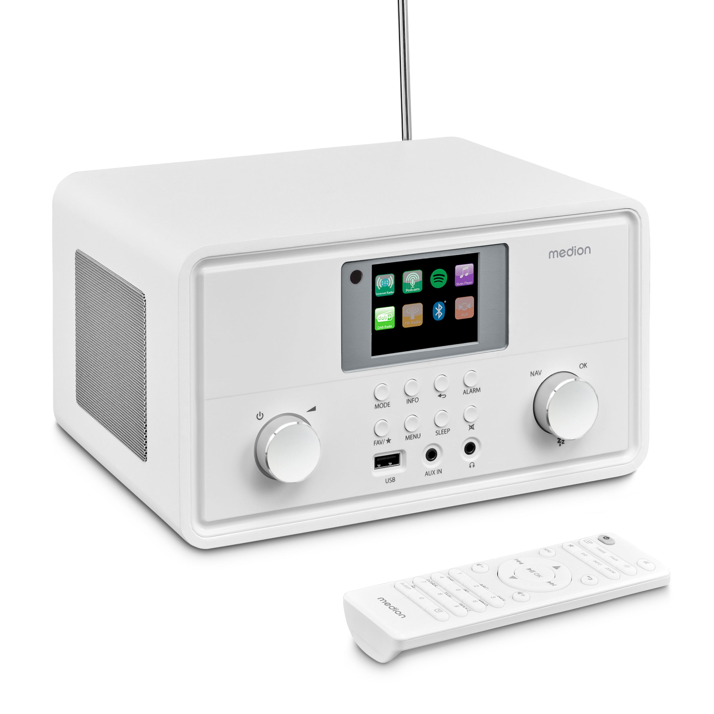 MEDION LIFE P85027 Stereo Internetradio weiß, 7,1 cm (2,8'') TFT-Display, 25.000+ Internetradiosender & zahlreiche…