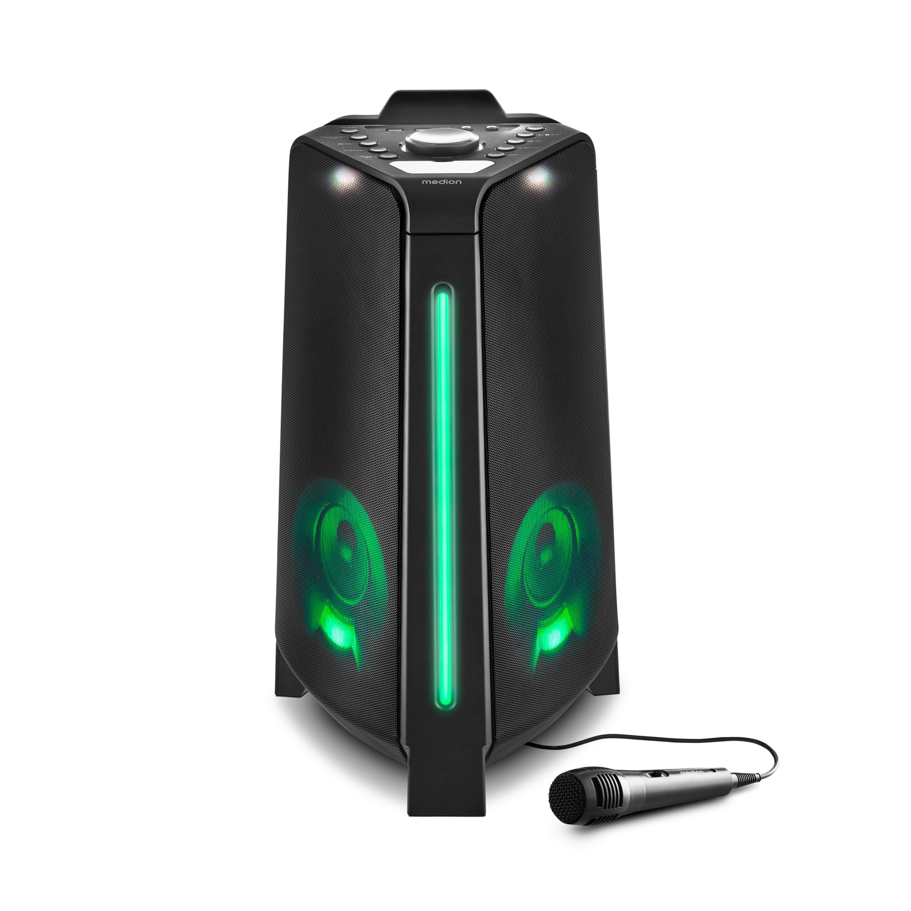 MEDION LIFE® P61552 Partylautsprecher, tragbares Bluetooth® Soundsystem mit PLL-UKW Stereo Radio, raumfüllender Klang…