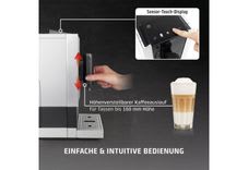 Caso Kaffeevollautomat Café Crema Touch, Herausnehmbare Brüheinheit, einfache Bedienung silberfarben
