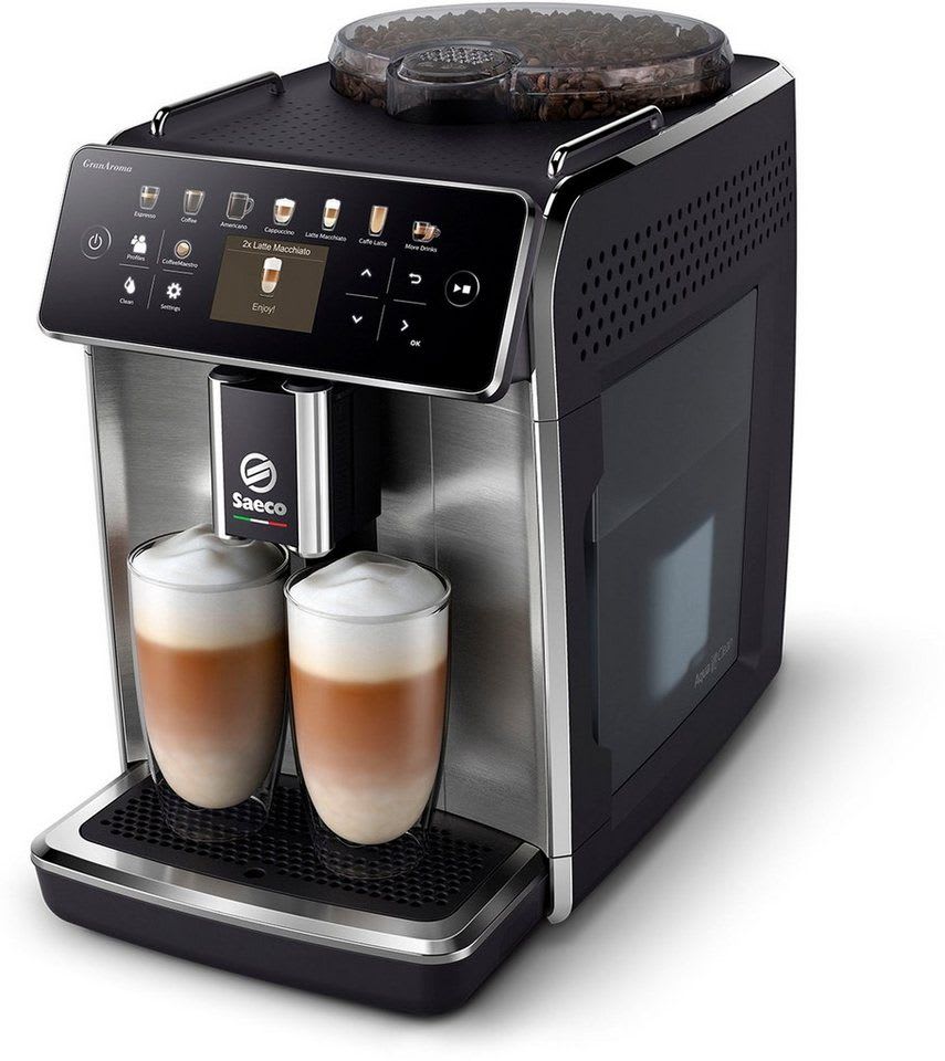 Saeco Kaffeevollautomat SM6585/00 GranAroma, 14 Kaffeespezialitäten, 4 Benutzerprofilen und TFT Display schwarz|silberfarben