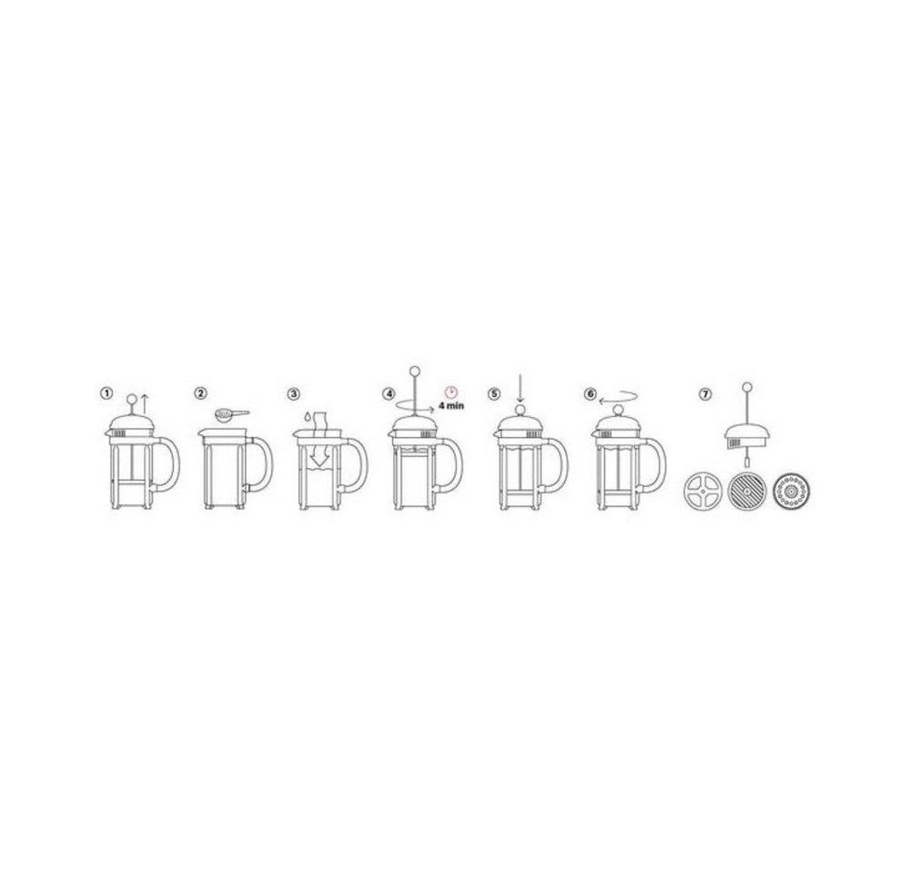 Bodum Kaffeebereiter, Kaffeebereiter, 1 l, Borosilikatglas, chrom silberfarben