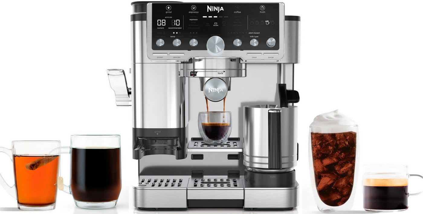 NINJA Espressomaschine ES701EU, 3-in-1-Kaffeemaschine für Espresso, Filterkaffee und Cold Brew silberfarben