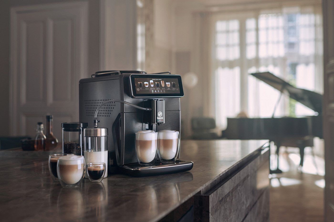 Saeco Kaffeevollautomat Saeco Xelsis Suprema SM8885/00, 22 Kaffeespezialitäten, 8 Benutzerprofile, CoffeeMaestro silberfarben