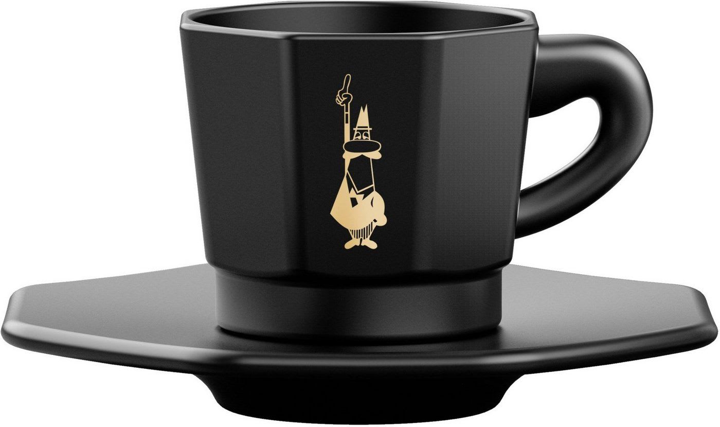 BIALETTI Espressotasse, 8-tlg., Porzellan, 4 Tassen, 4 Untertassen schwarz