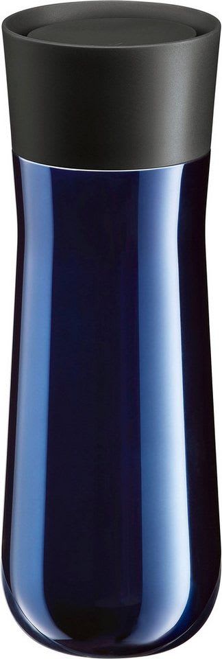 WMF Thermobecher Impulse, Cromargan® Edelstahl Rostfrei 18/10, Kunststoff, Silikon, doppelwandiger Edelstahl, 8h warm und 12h kalt, 360°-Trinköffnung blau