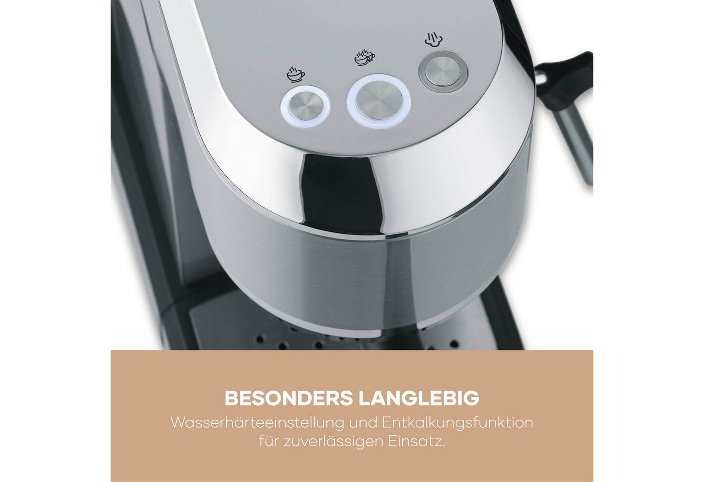 Severin Siebträgermaschine KA 5997 Espressomaschine „Newspresa“, Espressomaschine, italienische ULKA-Pumpe 20 Bar, Milchaufschäumdüse schwarz