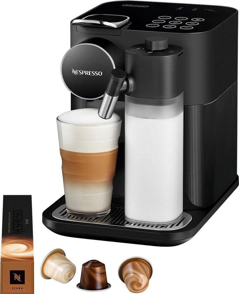 NESPRESSO Kapselmaschine Gran Lattissima EN640.B von DeLonghi, schwarz, inkl. Willkommenspaket mit 7 Kapseln