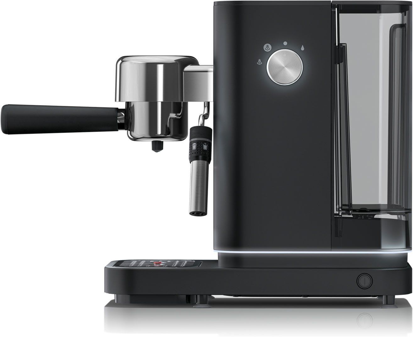 WMF Espressomaschine Lumero Deep Black, kompakt, dezente LED-Beleuchtung, 15 bar, 1350 Watt, Milchschaumdüse schwarz
