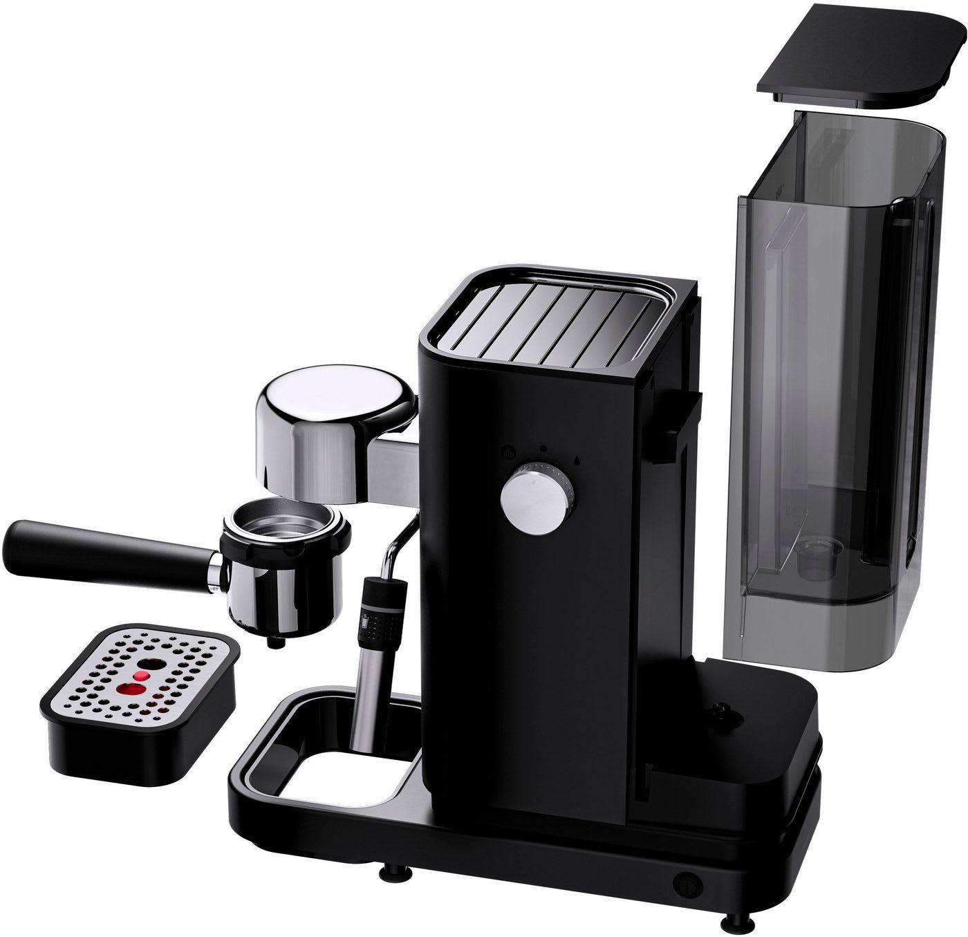 WMF Espressomaschine Lumero Deep Black, kompakt, dezente LED-Beleuchtung, 15 bar, 1350 Watt, Milchschaumdüse schwarz