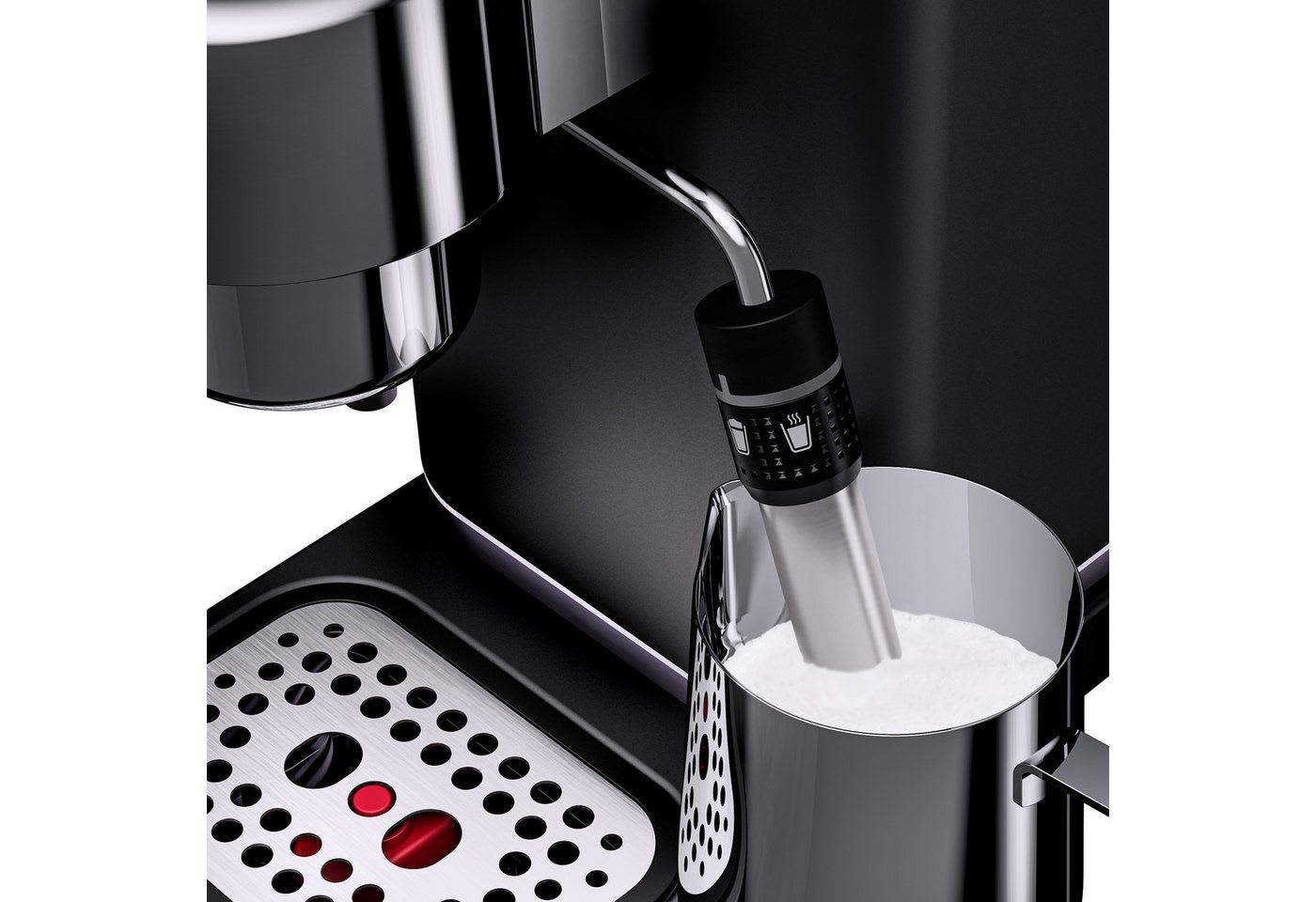 WMF Espressomaschine Lumero Deep Black, kompakt, dezente LED-Beleuchtung, 15 bar, 1350 Watt, Milchschaumdüse schwarz