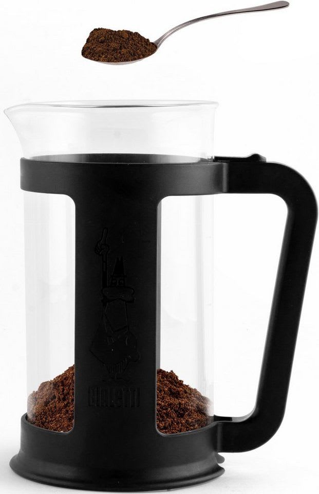 BIALETTI Kaffeebereiter, 1l Kaffeekanne, hitzebeständiges Borosilikatglas schwarz